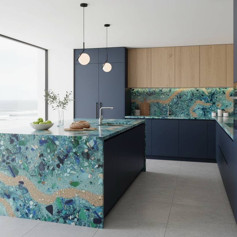 Featured image for Ocean Plastic Countertops Transform Kitchen Waste Into Value
