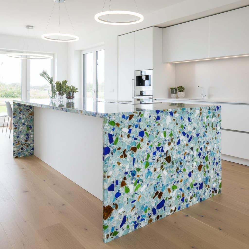 Featured image for Recycled Glass Countertops: 70-90% Post-Consumer Material
