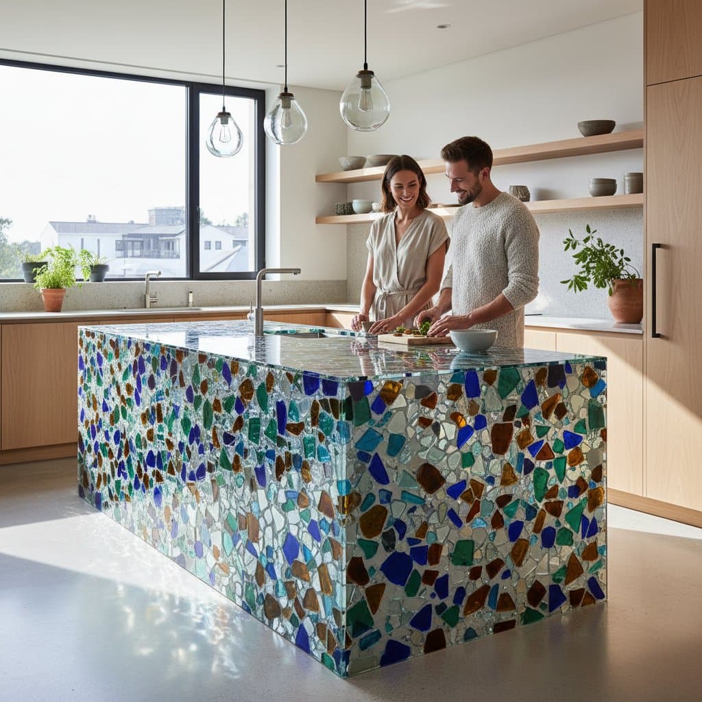 Featured image for Recycled Glass Counters Cost Less Than You Think